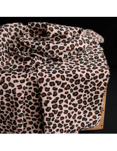 Lea - Double gaze coton BIO motif exclusif Graou fond nude