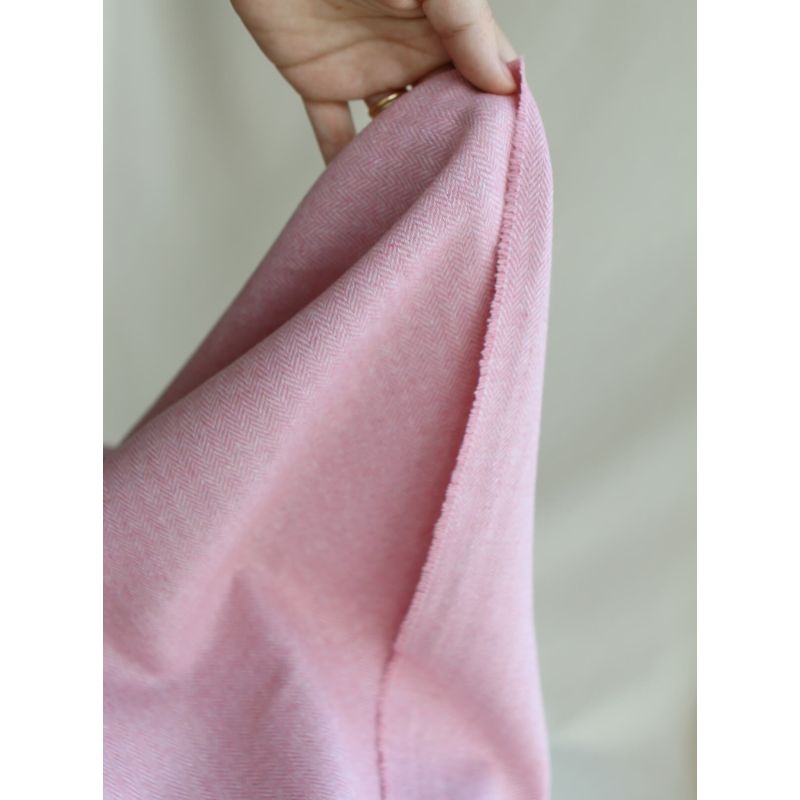 Tissu chevrons texturé coton / laine coloris Rose tendre
