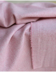 Tissu chevrons texturé coton / laine coloris Rose tendre 2