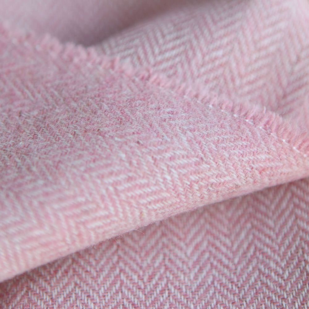 Tissu chevrons texturé coton / laine coloris Rose tendre