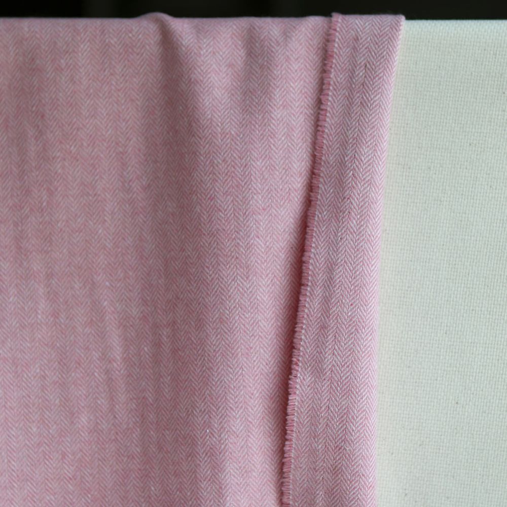 Tissu chevrons texturé coton / laine coloris Rose tendre