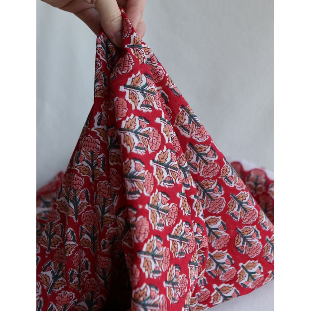 Chandra B - Tissu indien en coton imprimé main Hand Block Artisanal