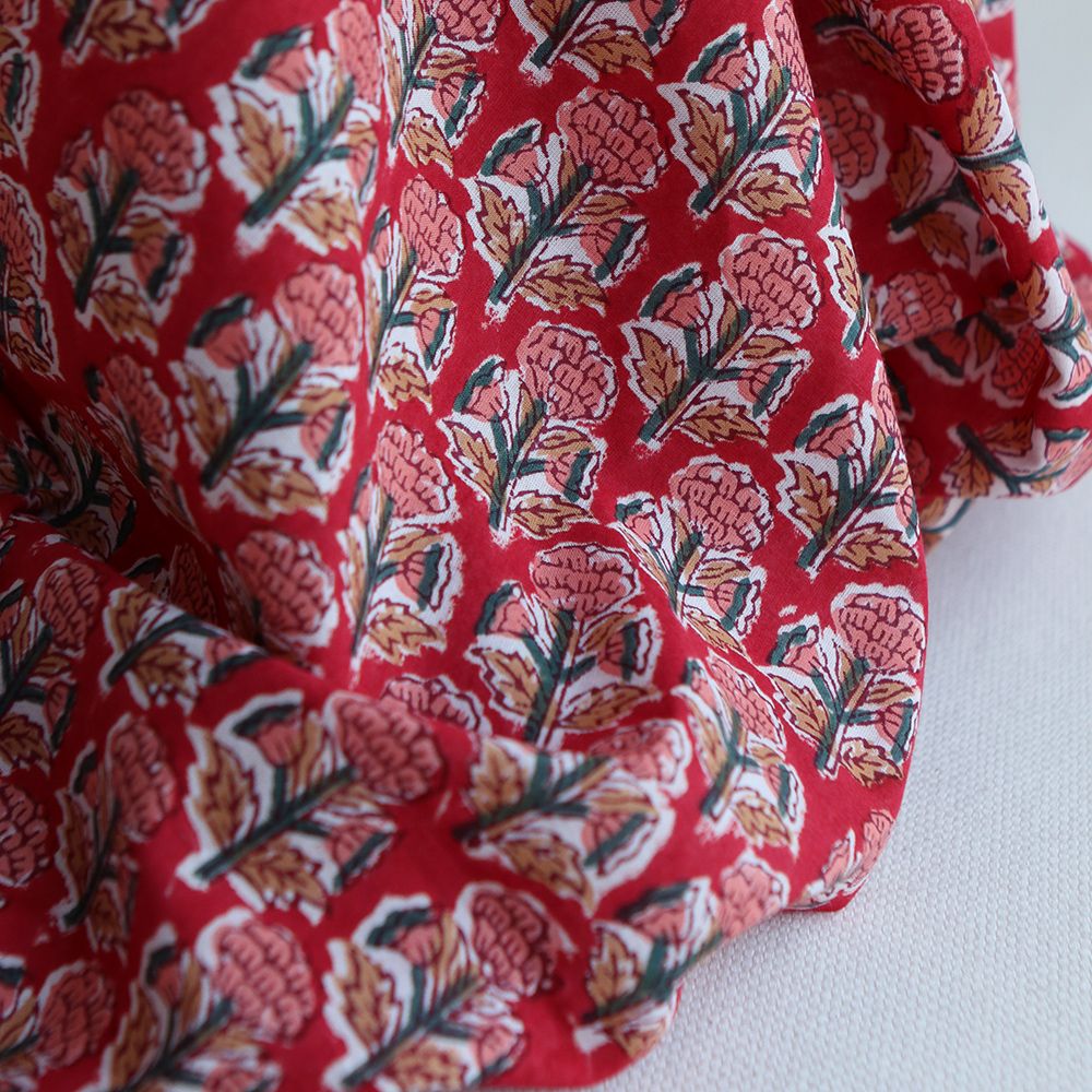 Chandra B - Tissu indien en coton imprimé main Hand Block Artisanal