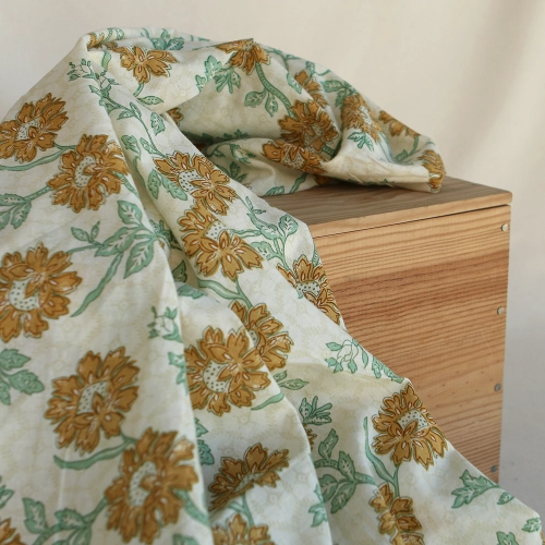 Jivan - Tissu indien coton hand block traditionnel