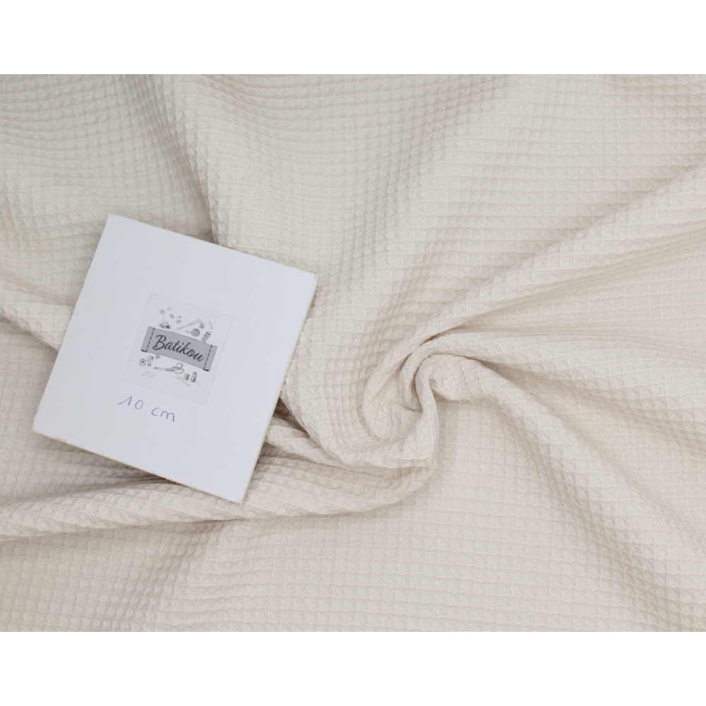 Coton BIO nid d'abeille coloris sable