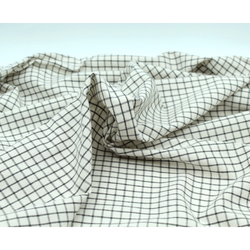 Coton popeline chiné écru carreaux 2