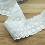 Galon coton broderie anglaise brodé 47mm x 1m blanc