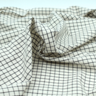 Coton popeline chiné écru carreaux