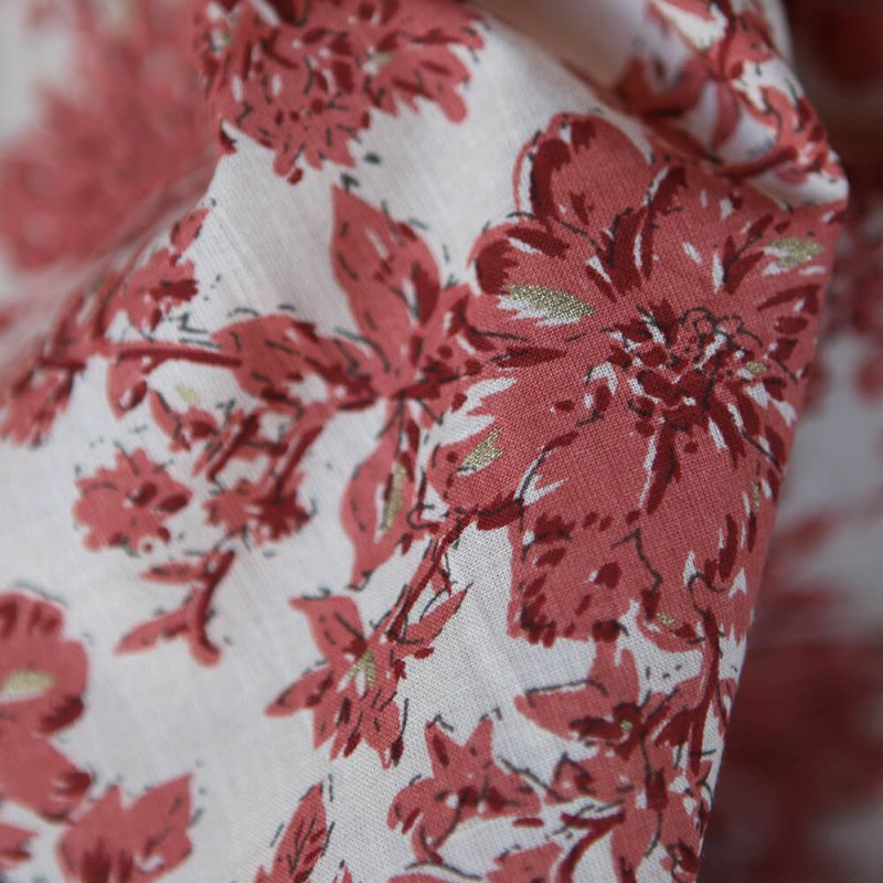 Anjali - Tissu indien coton hand block traditionnel touches de doré