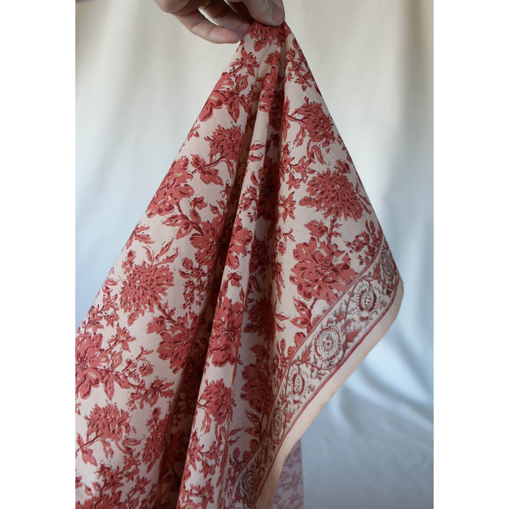 Anjali - Tissu indien coton hand block traditionnel touches de doré