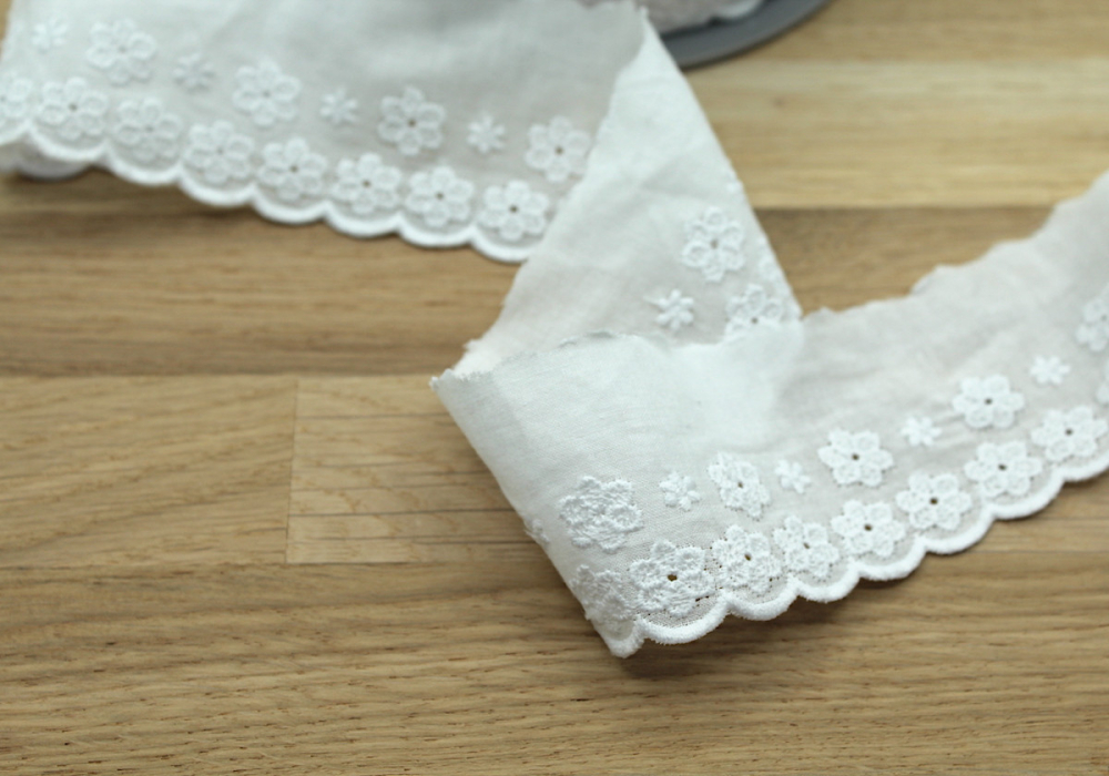 Galon coton broderie anglaise brodé 47mm x 1m blanc