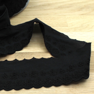 Galon coton broderie anglaise brodé 47mm x 1m noir