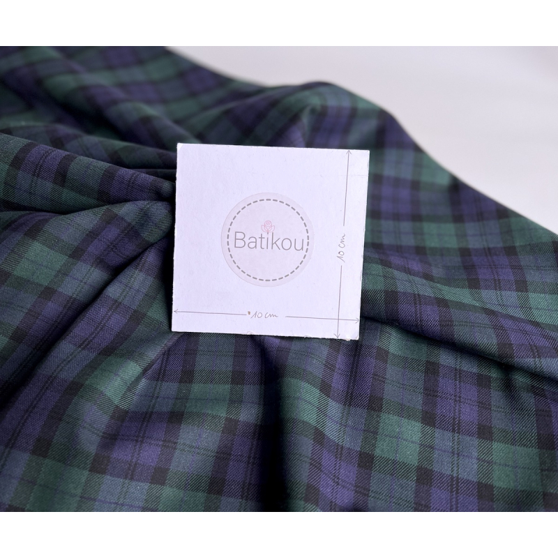 John - Tissu sergé de coton organique tartan Batikou - 3
