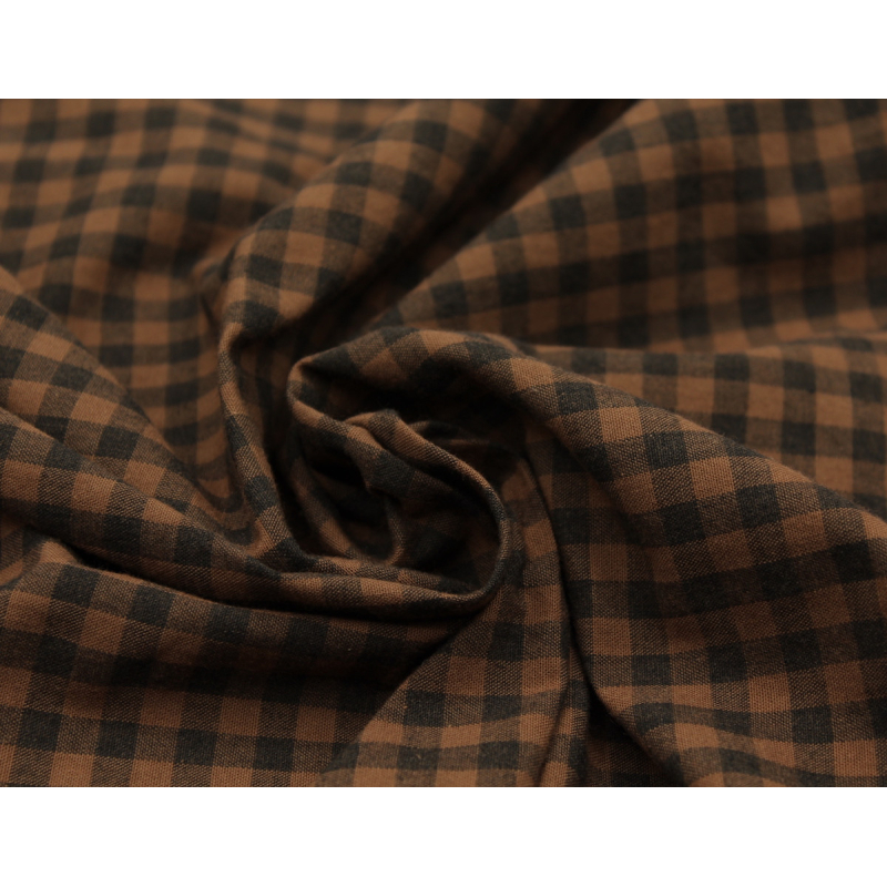 Popeline de coton vichy chiné noisette 5mm