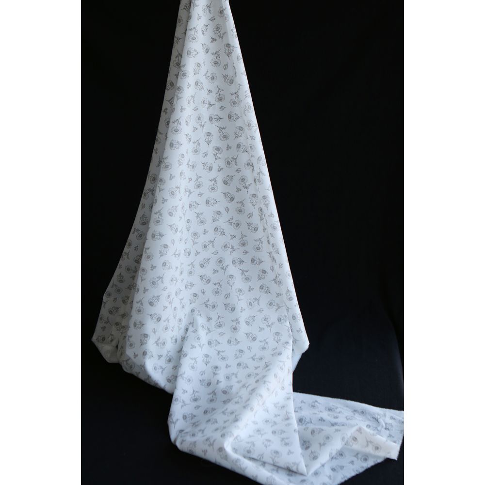 Maolia - Batiste de coton douce à imprimé tournesol anthracite