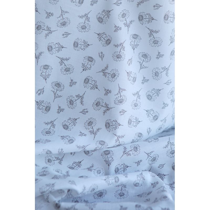 Maolia - Batiste de coton douce à imprimé tournesol anthracite