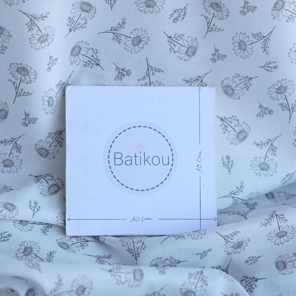 Maolia - Batiste de coton douce à imprimé tournesol anthracite