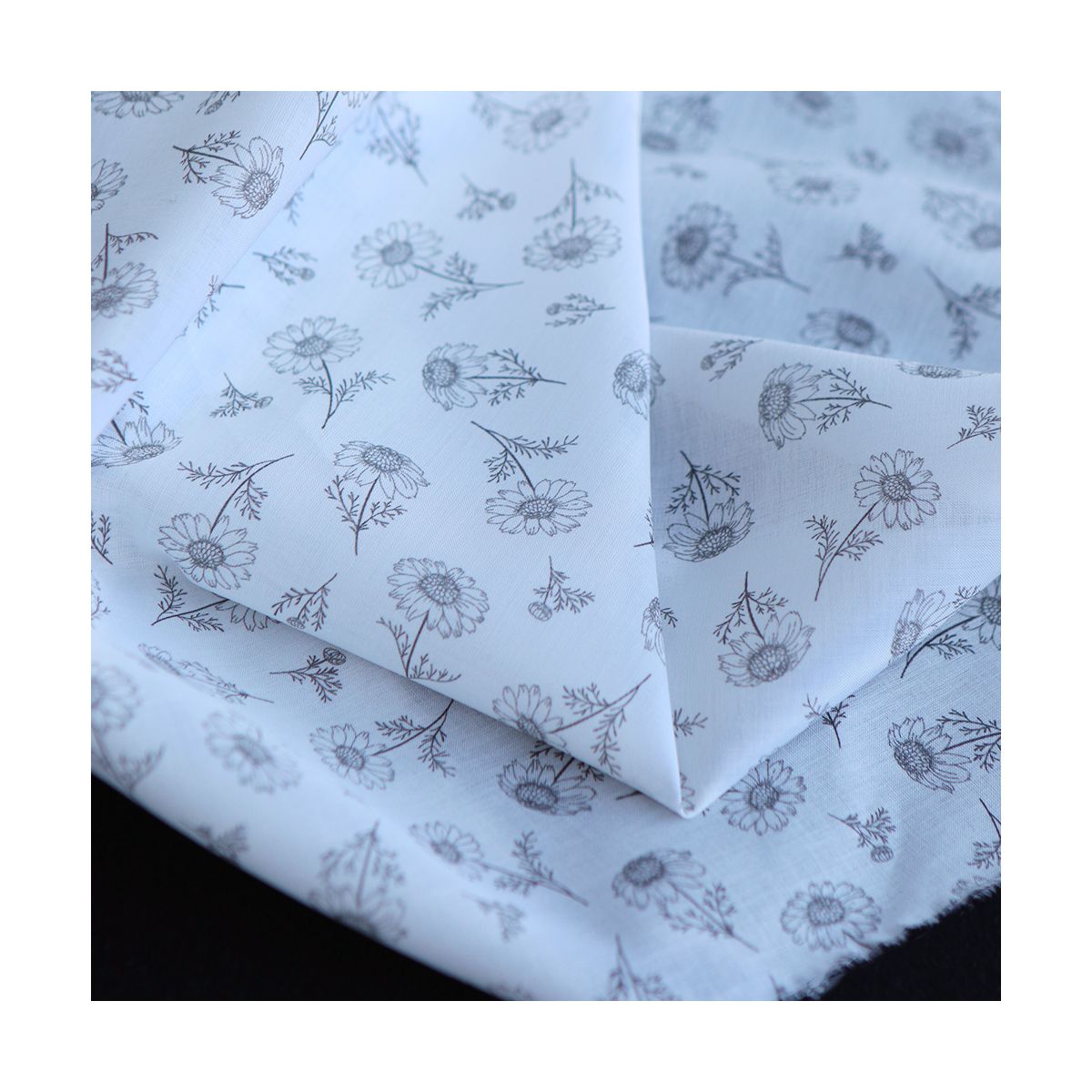 Maolia - Batiste de coton douce à imprimé tournesol anthracite