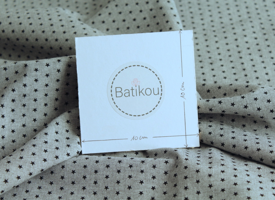 Chambray coton coloris gris chiné à motif étoiles Batikou - 3