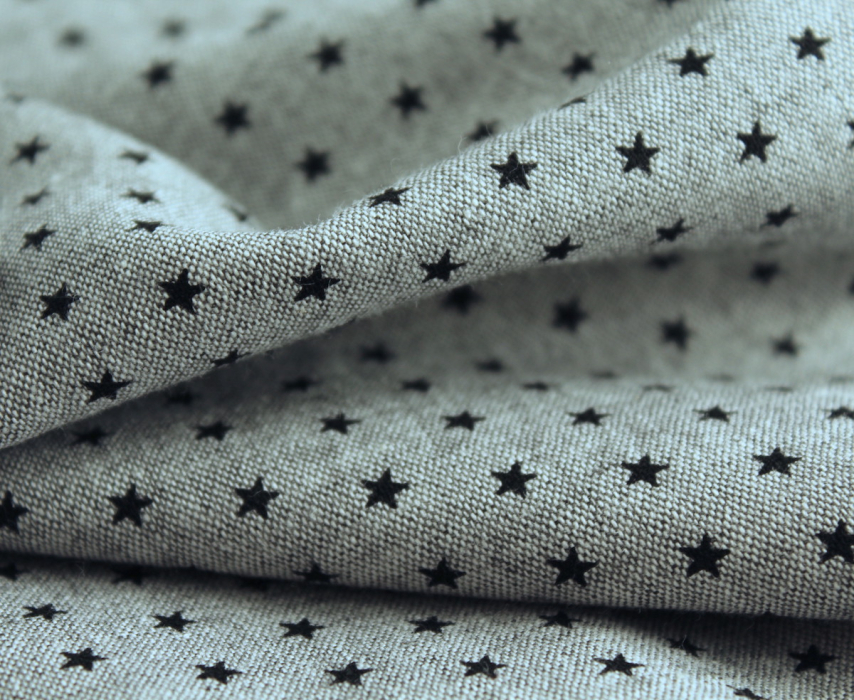 Chambray coton coloris gris chiné à motif étoiles Batikou - 4