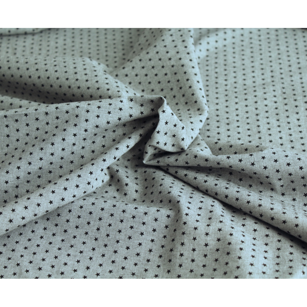 Chambray coton coloris gris chiné à motif étoiles Batikou - 5