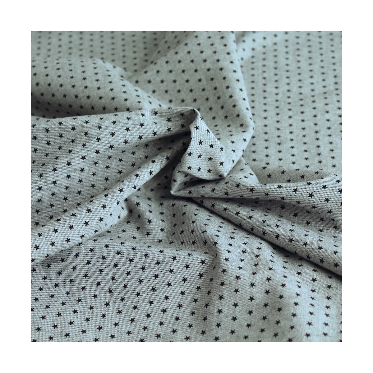 Chambray coton coloris gris chiné à motif étoiles Batikou - 1