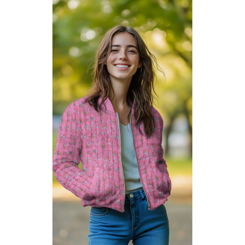 Maryse - Matelassé double gaze de coton fond rose