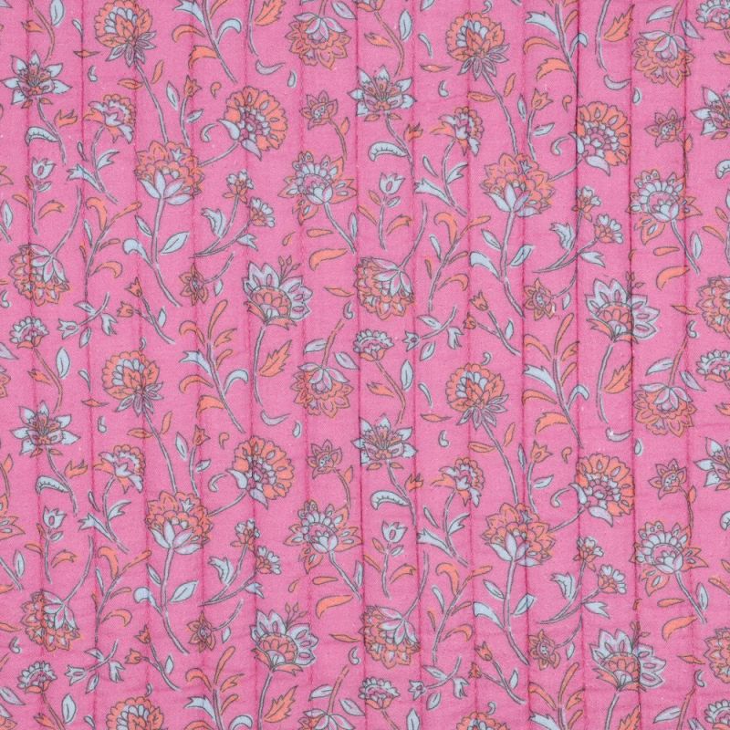 Maryse - Matelassé double gaze de coton fond rose