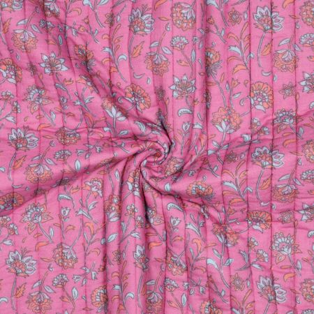 Maryse - Matelassé double gaze de coton fond rose