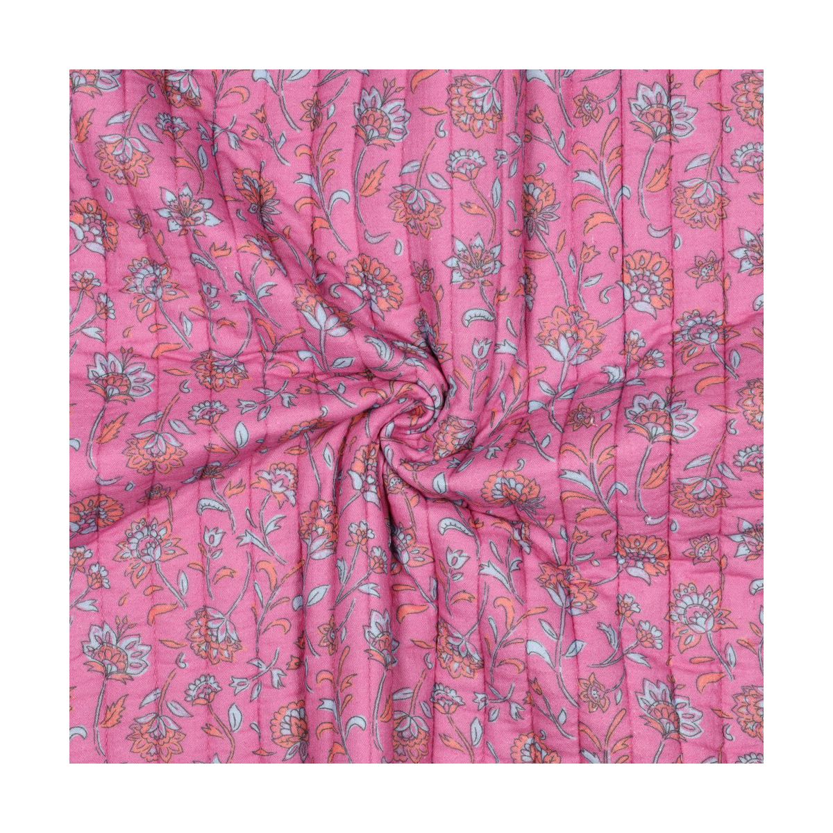 Maryse - Matelassé double gaze de coton fond rose