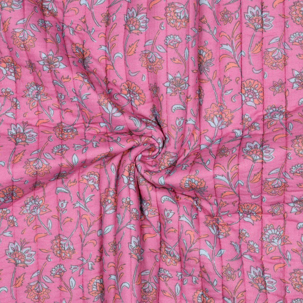 Maryse - Matelassé double gaze de coton fond rose