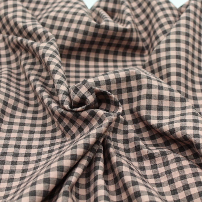 Coton vichy chiné vieux rose carreaux 5mm