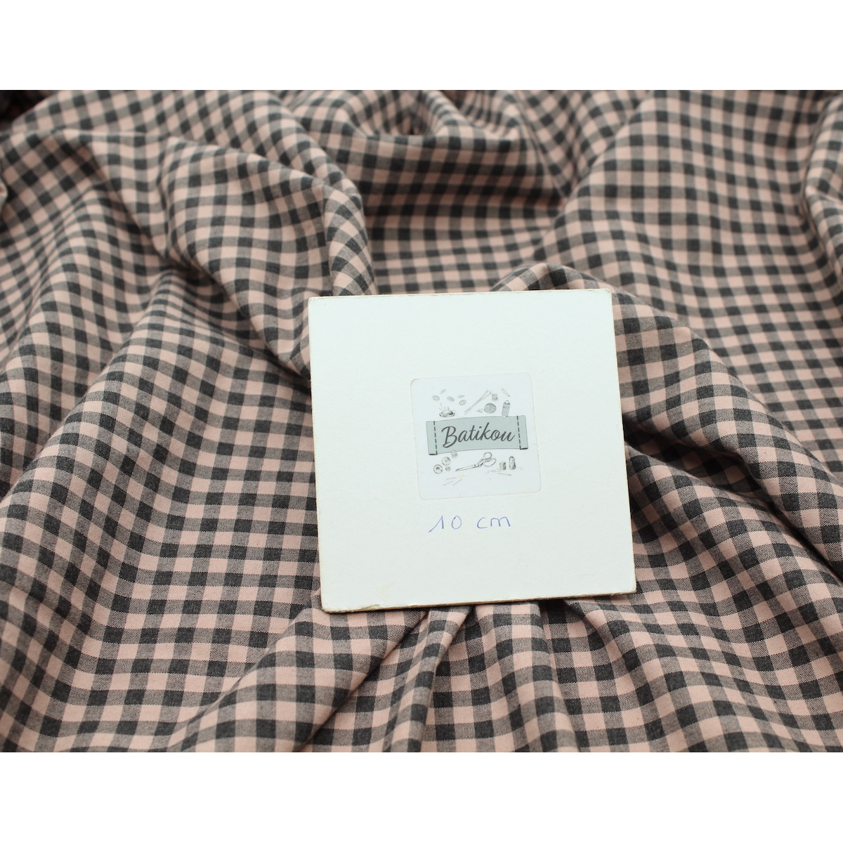 Coton vichy chiné vieux rose carreaux 5mm Coton vichy chiné vieux rose carreaux 5mm
