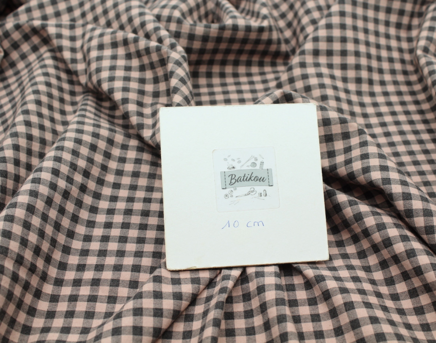 Coton vichy chiné vieux rose carreaux 5mm