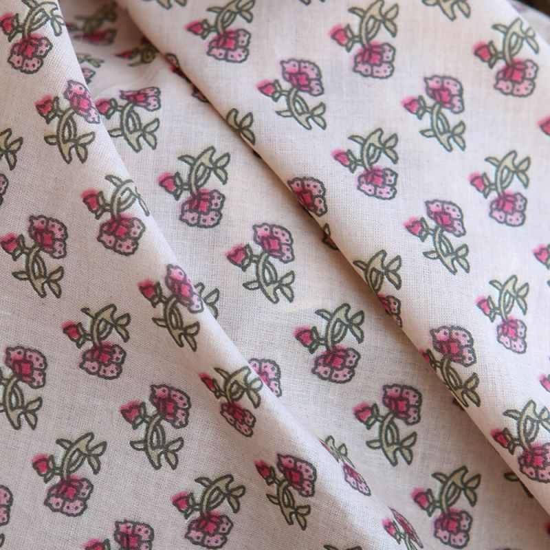 Indira B - Tissu indien en coton imprimé main Hand Block