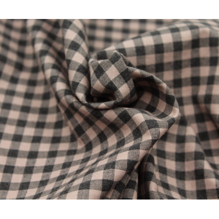 Coton vichy chiné vieux rose carreaux 5mm Coton vichy chiné vieux rose carreaux 5mm