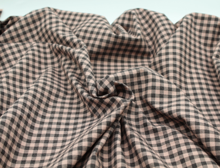 Coton vichy chiné vieux rose carreaux 5mm