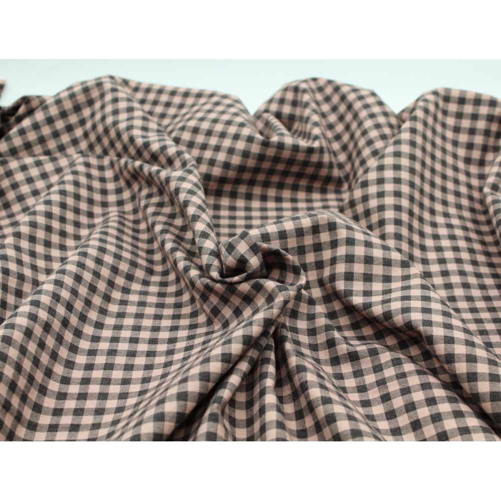 Coton vichy chiné vieux rose carreaux 5mm