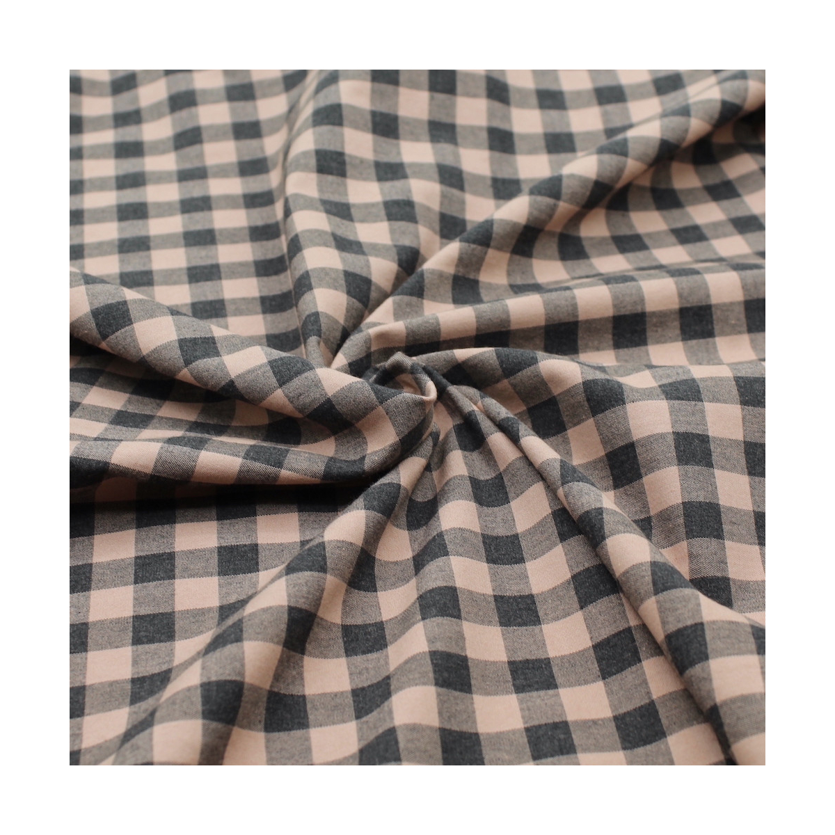 Coton vichy chiné vieux rose carreaux 10mm Coton vichy chiné vieux rose carreaux 10mm