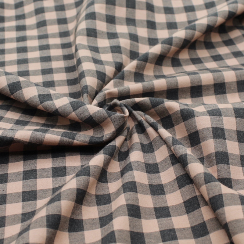 Coton vichy chiné vieux rose carreaux 10mm