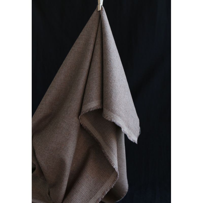 Coco - Coton gratté doux tissage mini pied de poule (pied de puce) Marron