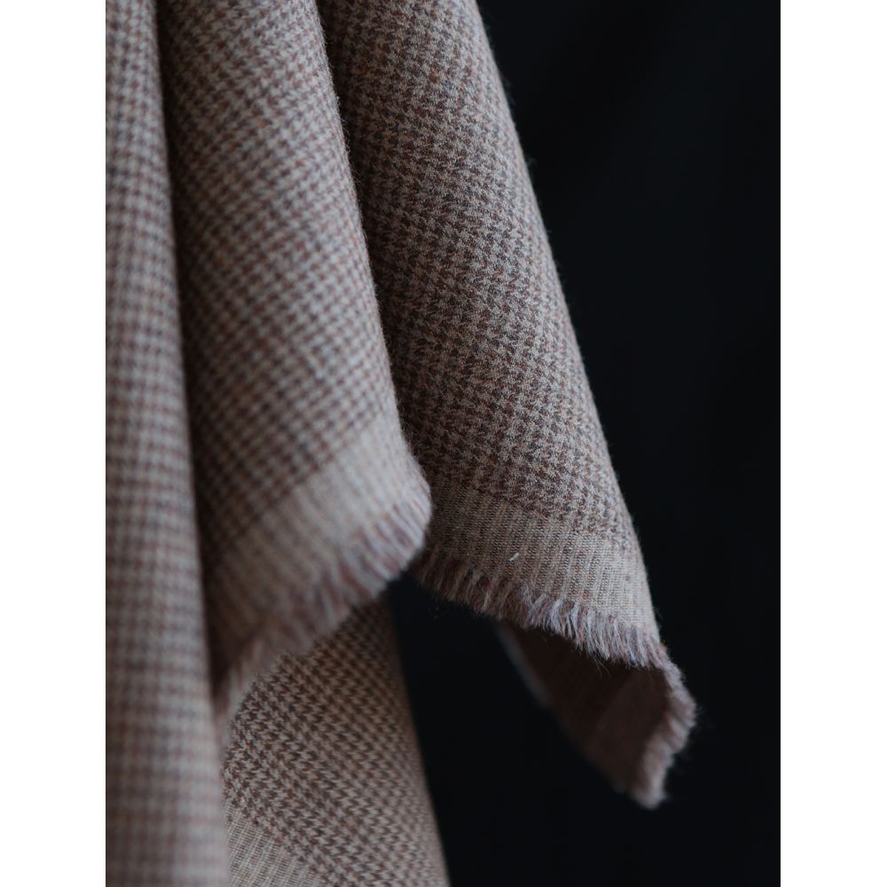 Coco - Coton gratté doux tissage mini pied de poule (pied de puce) Marron