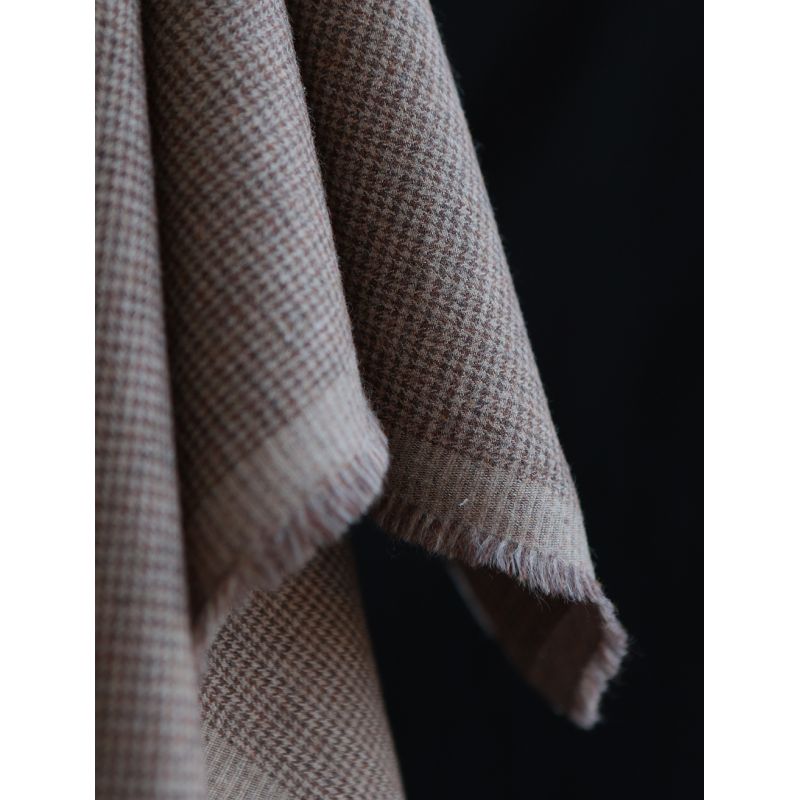 Coco - Coton gratté doux tissage mini pied de poule (pied de puce) Marron