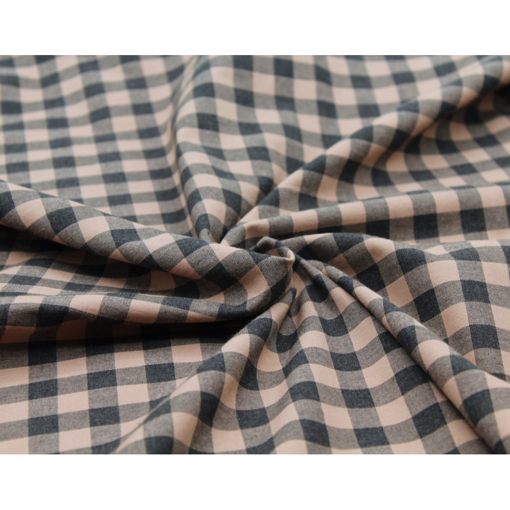 Coton vichy chiné vieux rose carreaux 10mm