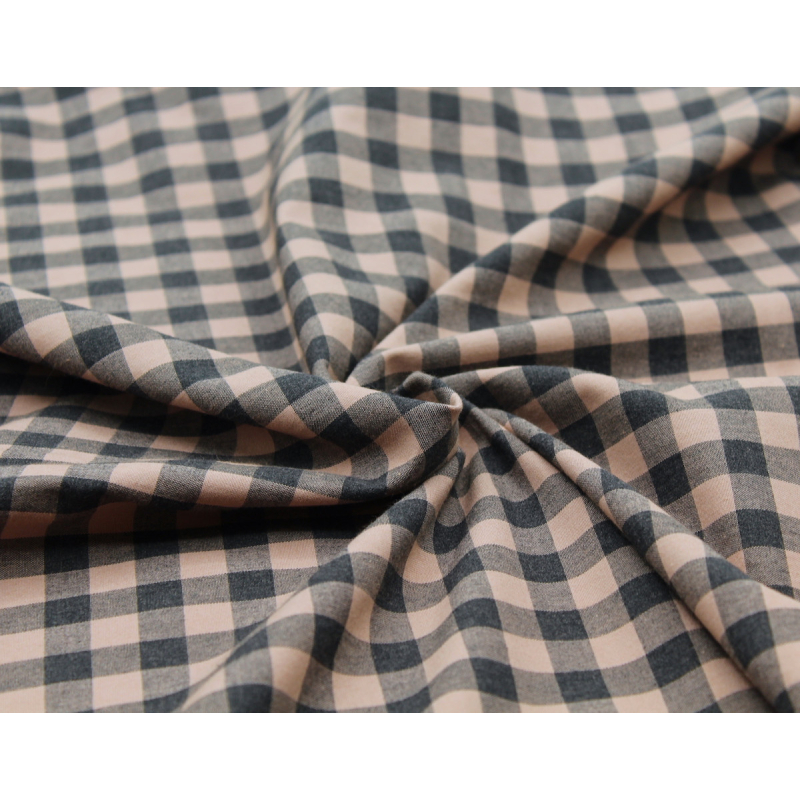 Coton vichy chiné vieux rose carreaux 10mm