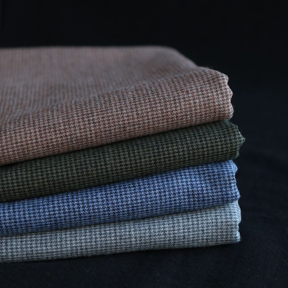 Coco - Coton gratté doux tissage mini pied de poule (pied de puce) Marron