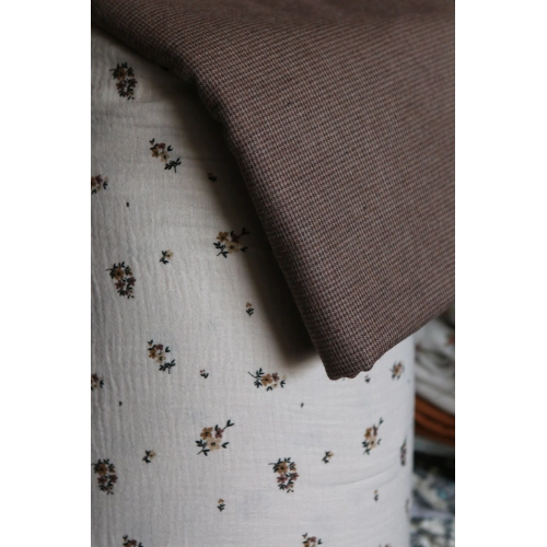 Coco - Coton gratté doux tissage mini pied de poule (pied de puce) Marron 2