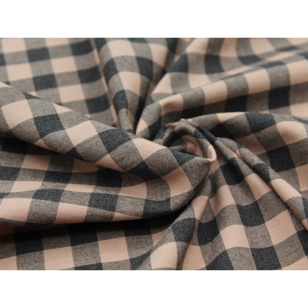 Coton vichy chiné vieux rose carreaux 10mm Coton vichy chiné vieux rose carreaux 10mm