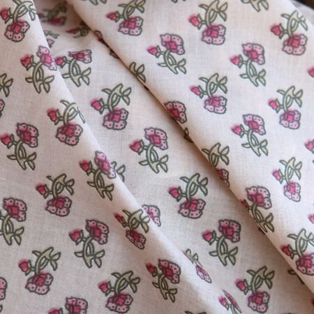 Indira B - Tissu indien en coton imprimé main Hand Block