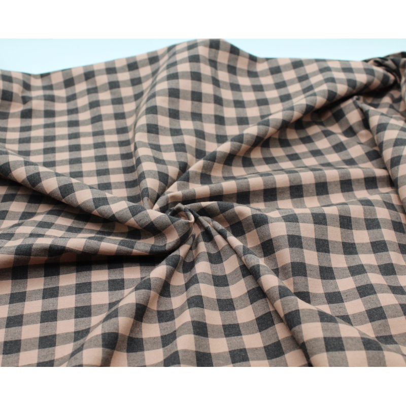 Coton vichy chiné vieux rose carreaux 10mm